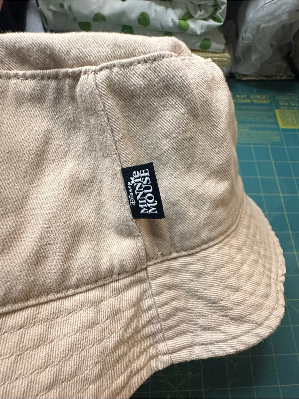 Beige Reversible Mouse Print Bucket Hat